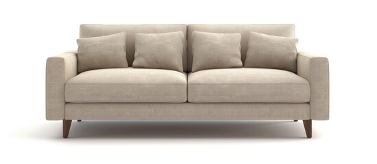 Fototapeta premium Beige Sofa on White Background