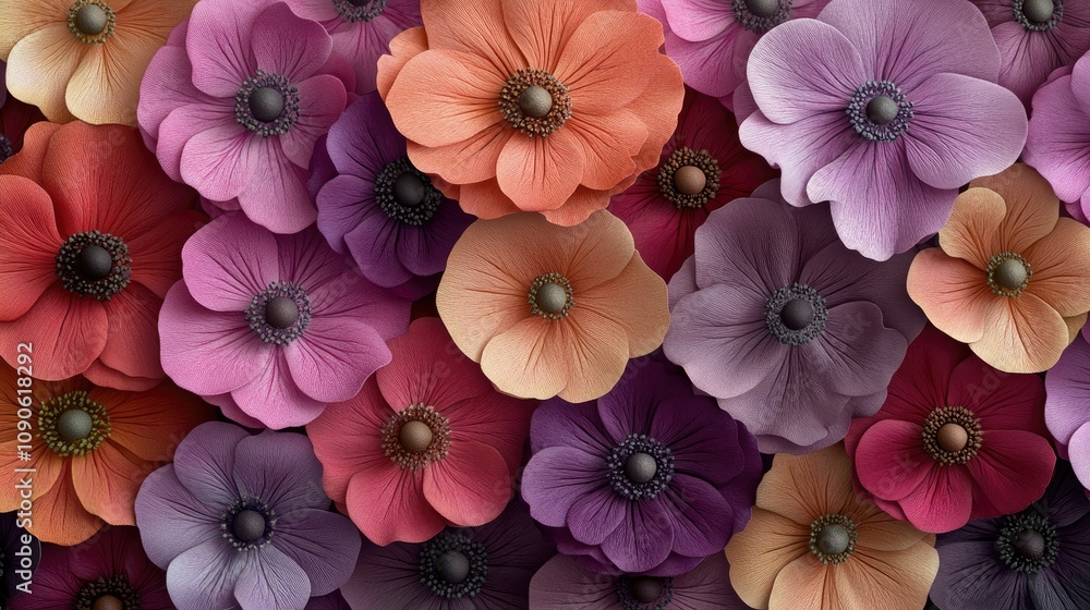 Poster a colorful bouquet of paper flowers. this image is perfect for creating a beautiful and feminine des