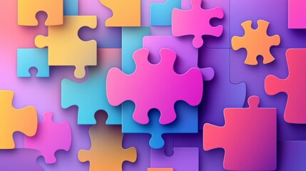 Colorful Puzzle Pieces Coming Together for Strategy