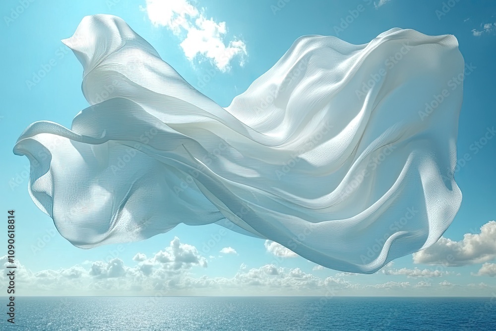Poster white fabric flowing in the wind. it's a perfect abstract image to add to your designs.