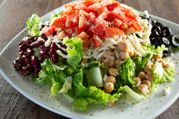 A view of a garden salad.