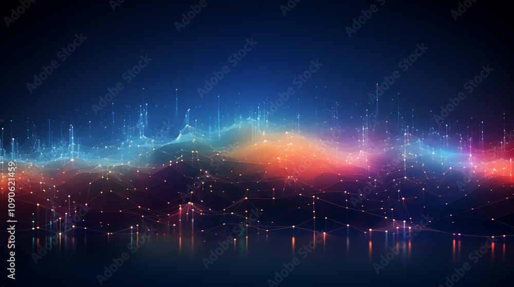 Poster network background with shine light of line and dot conncetion. abstract technology background