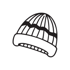 Christmas Icon Winter Hat - Vector Silhouette Illustration.