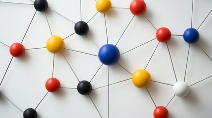 Obraz premium Vivid colorful balls scattered on white surface, playful abstract composition