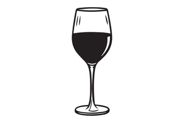Isolated Wine Glass Icon with Red Wine - Vector.