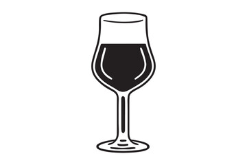 Wine Glass Illustration - Icon on Light Brown Background.