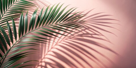 Obraz premium Palm Leaf Shadow on Pink Wall,Minimalism ,Tropical