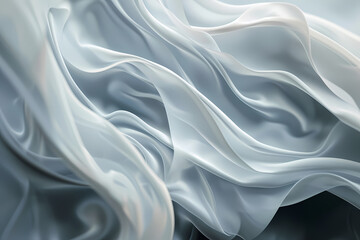 Obraz premium A flowing wave of sheer gray fabric creating an elegant and soft texture, embodying serenity and grace.