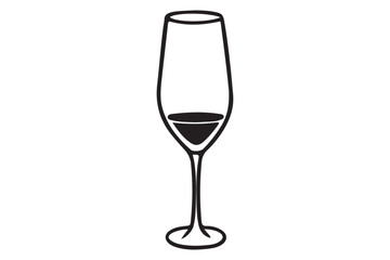 Wine Glass Icon with Wine - Vector Illustration on Light Brown Background.