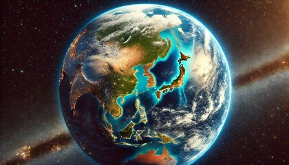 Earth in Space - View of Japan and Asia