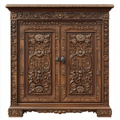 Intricate Carved Wooden Armoire  Antique Cabinet  Vintage Furniture