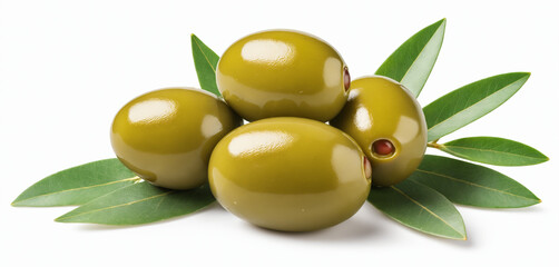 green olives with leaves