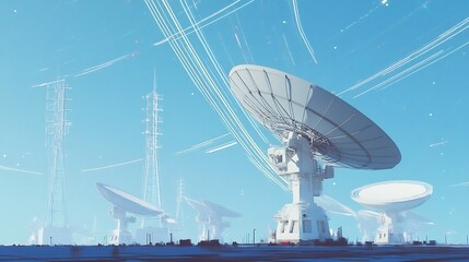 Obraz premium Majestic Starry Sky with Intriguing Telescope Array Arrangement
