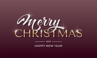 Obraz premium Merry Christmas and Happy New Year hand lettering calligraphy. Vector holiday illustration element. Typographic element for congratulations.