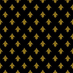 Fleur de lis logo seamless pattern isolated on black background © sljubisa