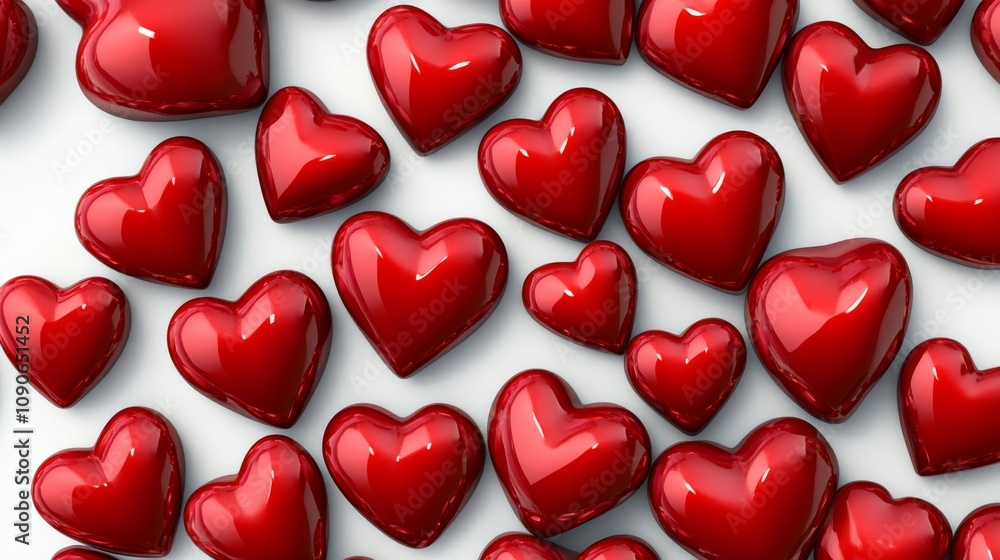 Aufkleber close up of many red hearts. the hearts are arranged in a pattern and are all the same size. concept