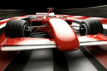 Naklejka premium A sleek red race car positioned on a dynamic track, showcasing speed and design.