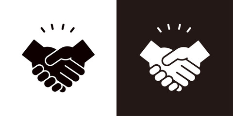 Obraz premium 握手をするシンプルな手のイラストセット＿シルエットのアイコン