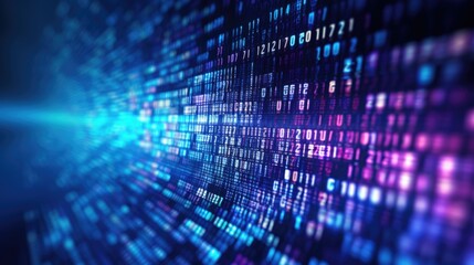 Obraz premium Blue and purple blocks of light forming a tunnel. Illustrative image suitable for technology, web or cyber security background.