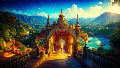 medieval fantasy world city	
