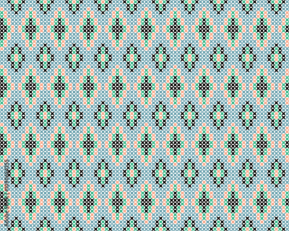Poster the repeating motifs create a sense of harmony and balance.