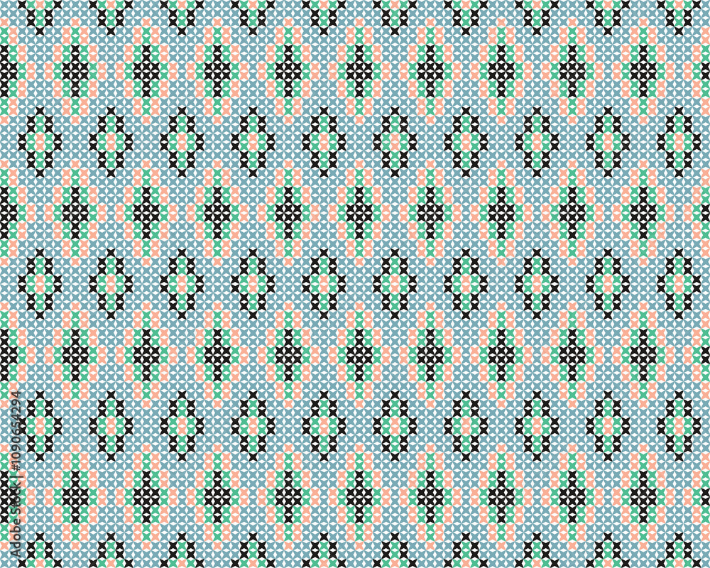 Poster the repeating motifs create a sense of harmony and balance.
