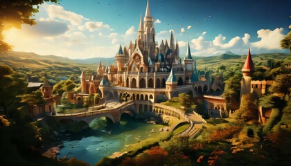 Fototapeta premium medieval fantasy world city 