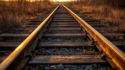 Fototapeta premium Tracks of Time, Sunset Over Rails