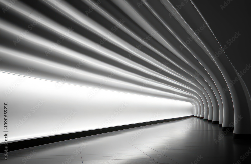 Poster elegant architectural lines in a modern corridor showcasing smooth curves and soft lighting, creatin