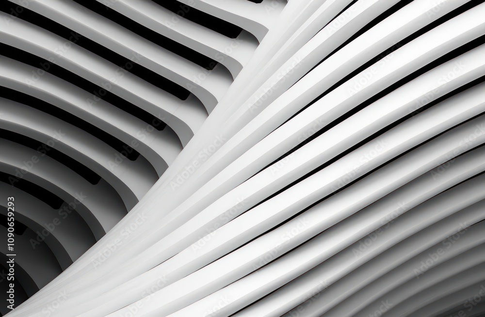 Aufkleber abstract black and white image of curved lines and waves creating a modern geometric pattern, perfec