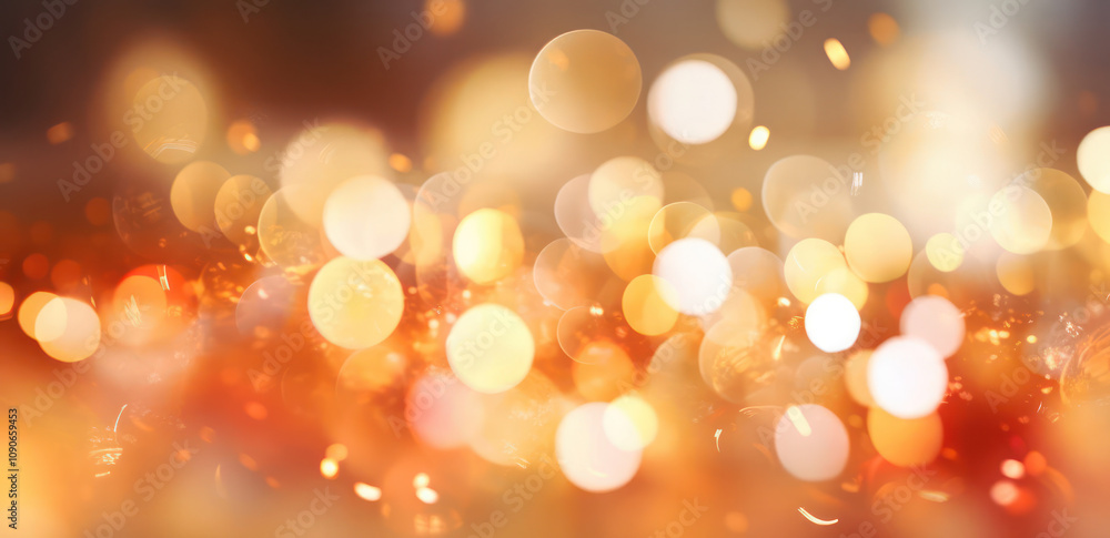 Poster abstract background of glowing orange and yellow bokeh lights creating a warm and inviting atmospher