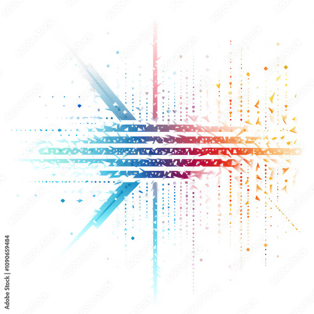 Poster abstract colorful background with dynamic geometric shapes and radiating lines for creative and mode