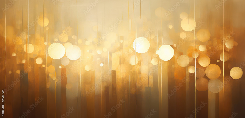 Poster abstract golden bokeh background with soft lighting and blurred shapes creating a dreamy atmosphere 