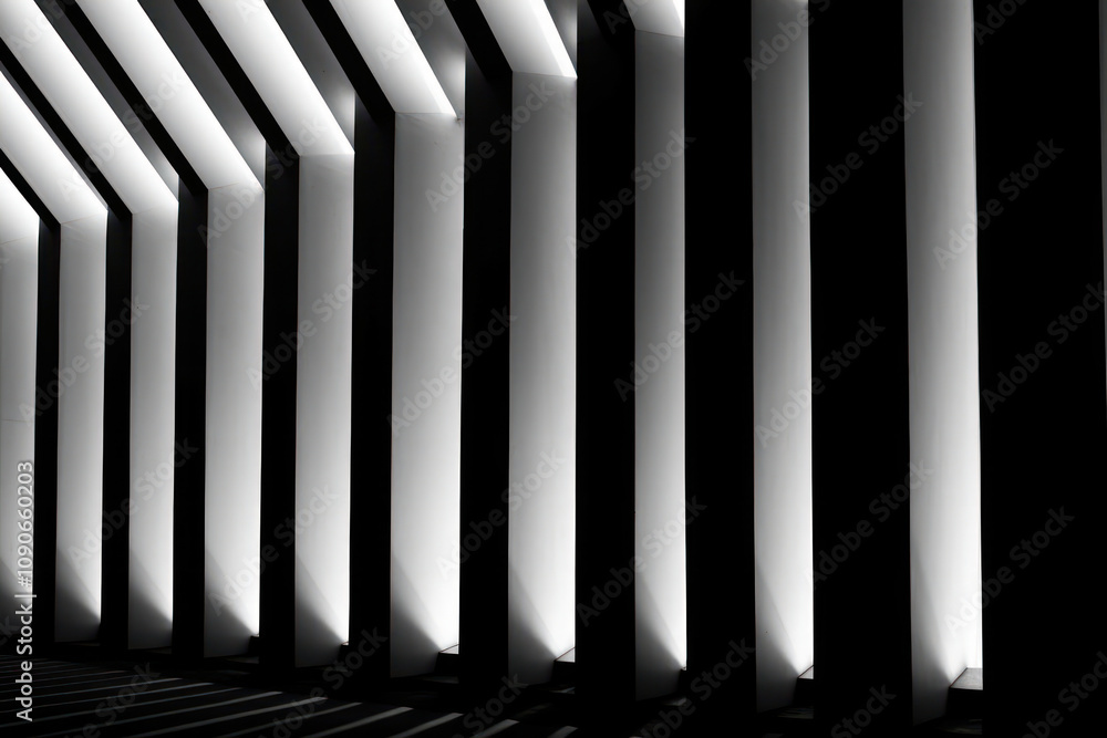 Poster abstract black and white architectural background with light and shadow patterns creating a modern a