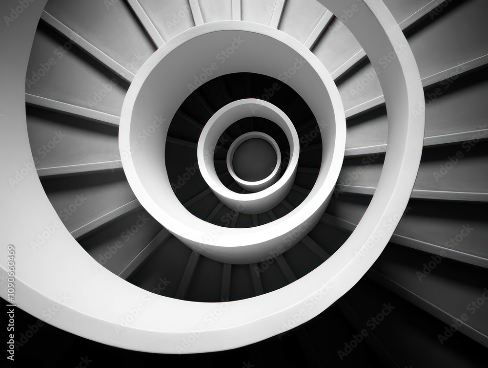 Leinwandbilder abstract spiral staircase design displaying a modern architectural aesthetic with contrasting light 