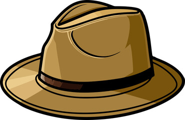 Illustration of a Brown Fedora Hat