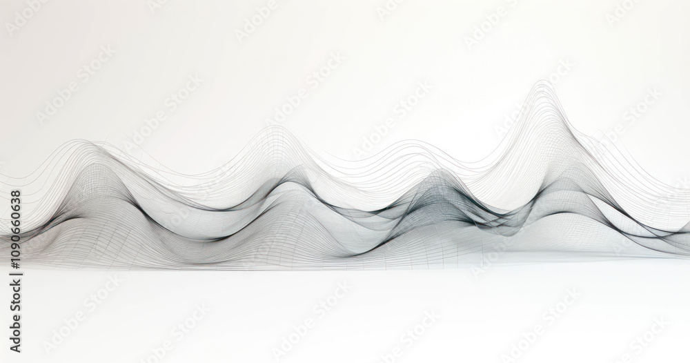 Leinwandbilder abstract wave forms in monochrome style representing motion, flow, and harmony with smooth curves an