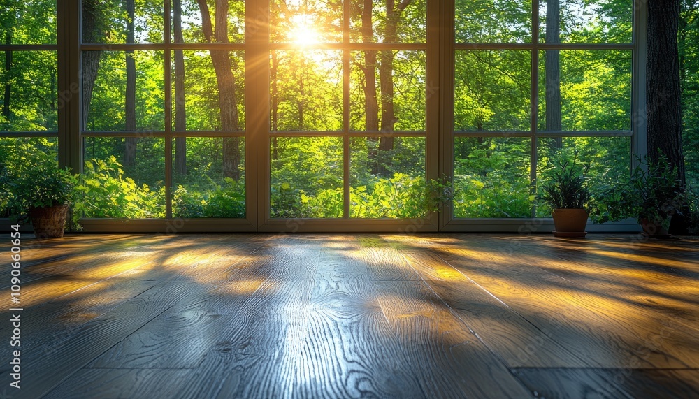 Poster sunlight streams through a window, illuminating a wooden floor. this image is perfect for showcasing