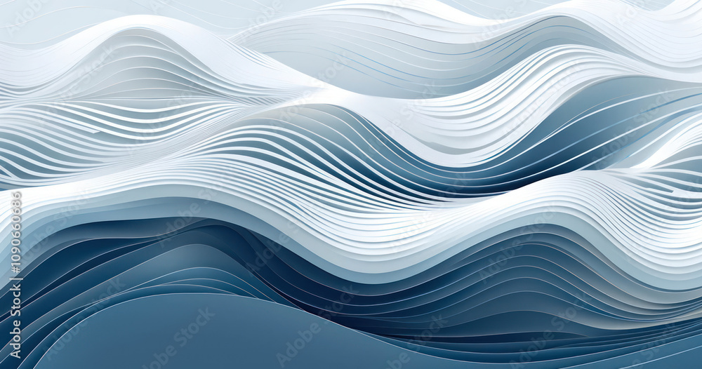 Leinwandbilder abstract waves in cool tones representing fluid motion and depth, featuring soft curves and gentle l