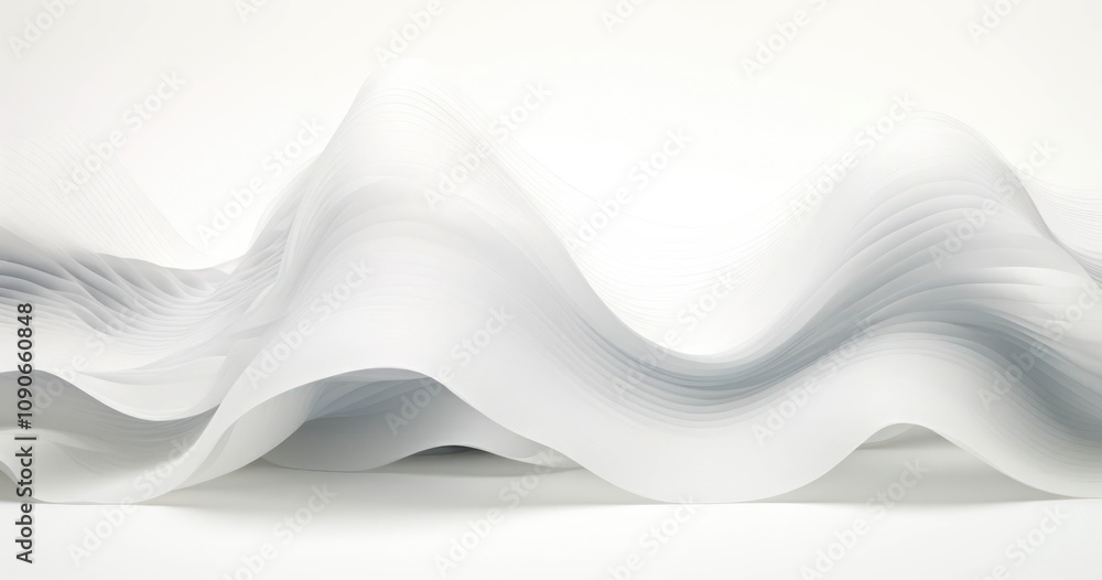 Poster fluid white waves on soft background creating ethereal atmosphere for modern design and minimalist a