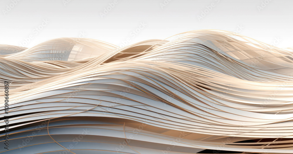 Leinwandbilder abstract waves of smooth curves in soft earth tones with fluid motion dynamic forms in a modern arti