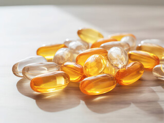 A yellow softgel health supplement, ideal for promoting wellness, energy, and natural nutrition for a healthier lifestyle