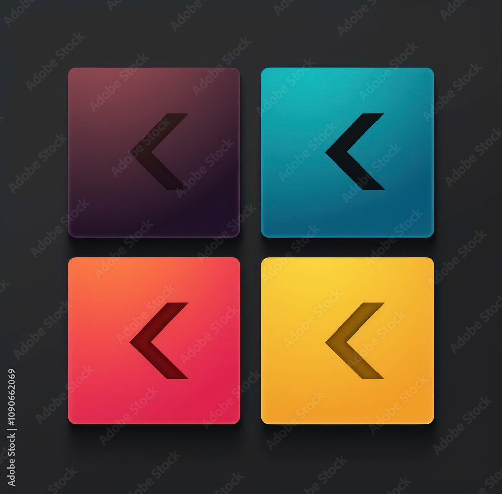 Leinwandbilder abstract geometric design featuring four colorful squares with arrows, representing navigation and u