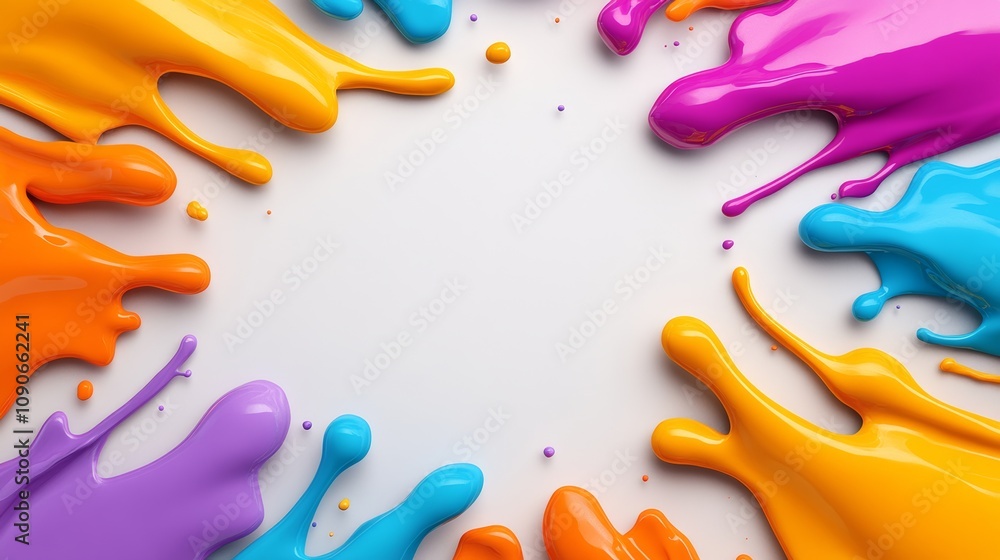 Poster a colorful splash of paint with a white background. the colors are bright and vibrant, creating a se