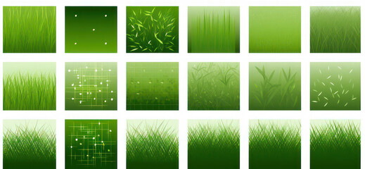 A Vibrant Collection of Different Shades of Green, Showcasing Textures and Patterns Found in Grass and Foliage for Nature-Inspired Designs and Backgrounds