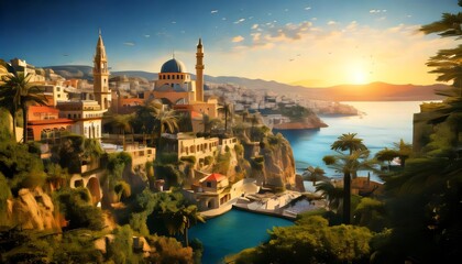 Fototapeta premium medieval fantasy world city 