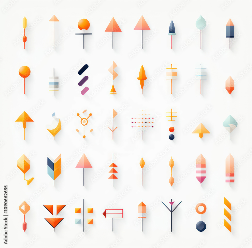 Aufkleber abstract geometric shapes collection with colorful designs and patterns for modern graphic projects 