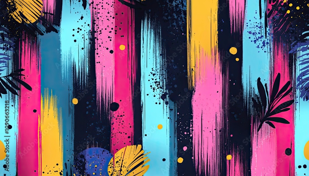 Poster abstract colorful background with brush strokes and splatters. perfect for adding a vibrant and ener