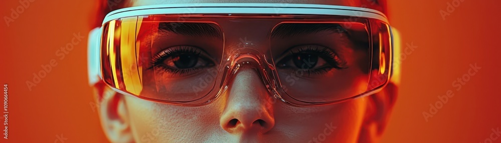 Poster nostalgic virtual reality experience digital world visualization futuristic environment close-up vie