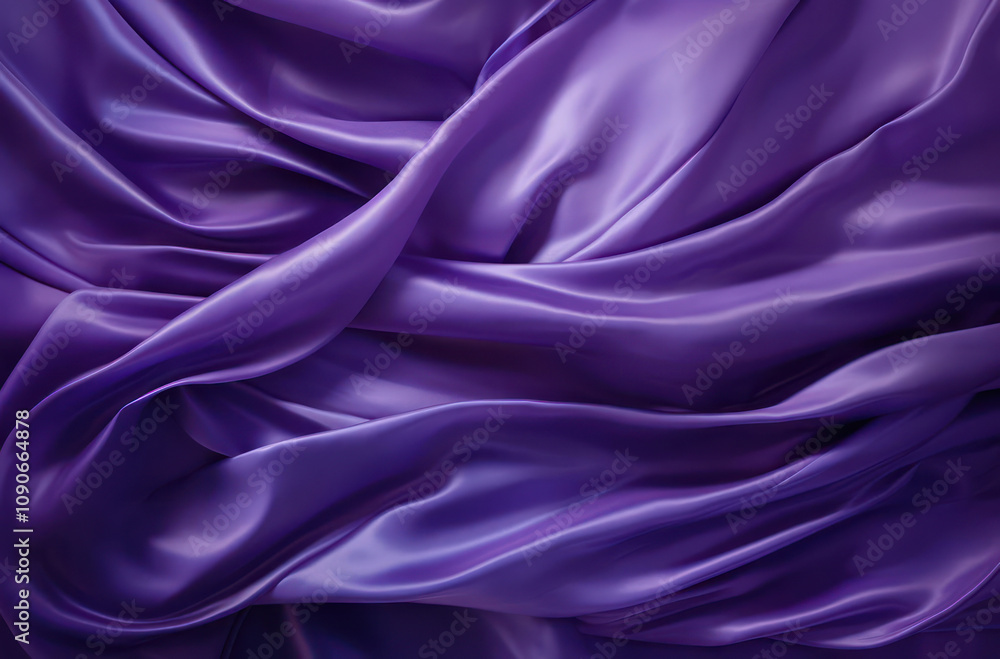 Poster elegant and luxurious purple silk fabric draped in soft waves creating a rich texture with subtle sh